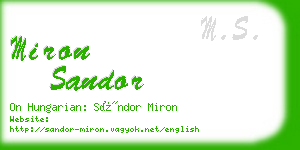 miron sandor business card